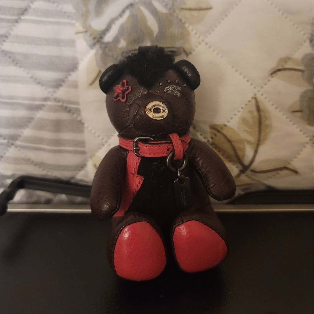 SOLD SOLD SOLD SOLD Coach Leather Teddybear Keyfob Bag Charm